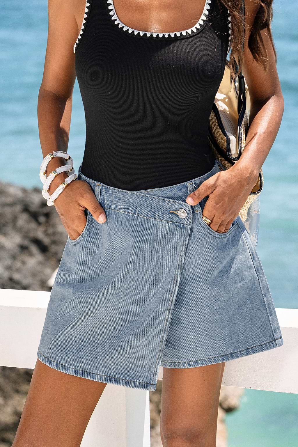 Glass Half Full Denim Skort