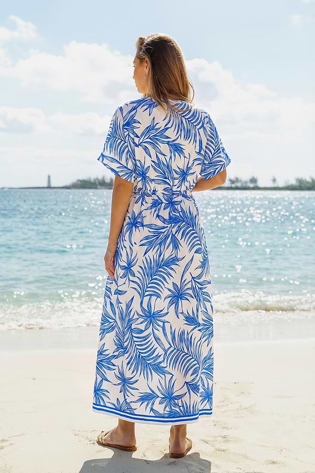 beach wrap dress uk Midaxi Wrap Beach Dress in Multi