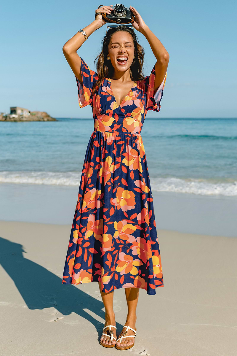 Sunset Petals Floral Maxi Dress