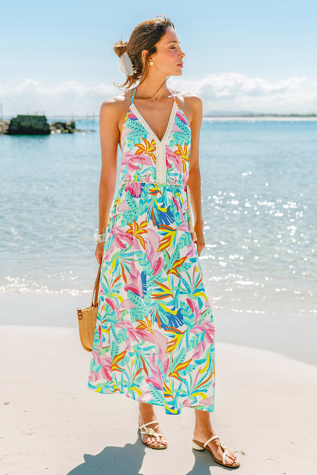 Vestido largo tropical de Beach State
