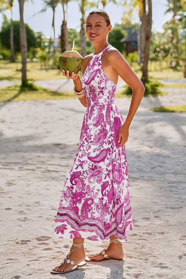 pink and white paisley dress Ivy Jane Lilac Paisley Ruffle Collar Tie Waist Midi Dress