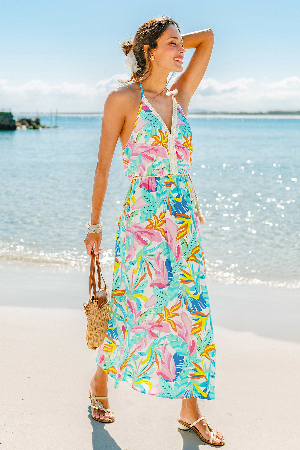 Vestido largo tropical de Beach State