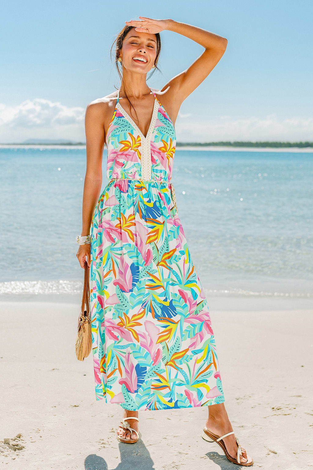 Vestido largo tropical de Beach State