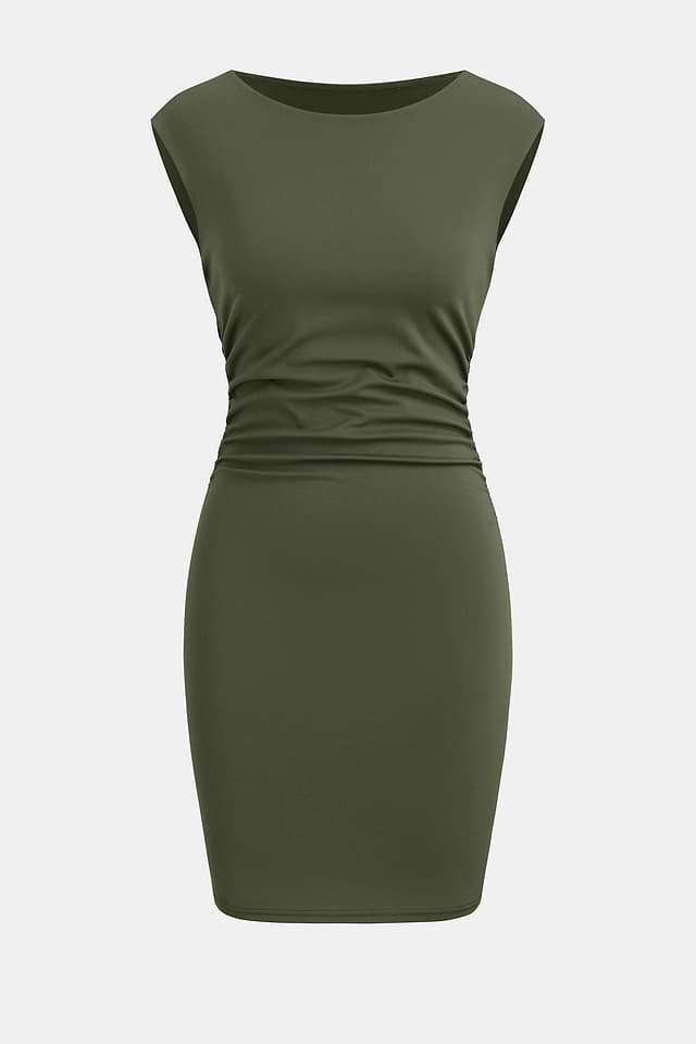 x JoJo Olive Green Boatneck Sleeveless Mini Dress | Timeless Holiday Look |  Cupshe