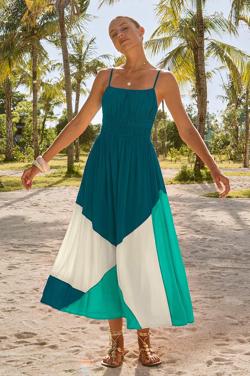 Sunny Honey Colorblock Maxi Dress