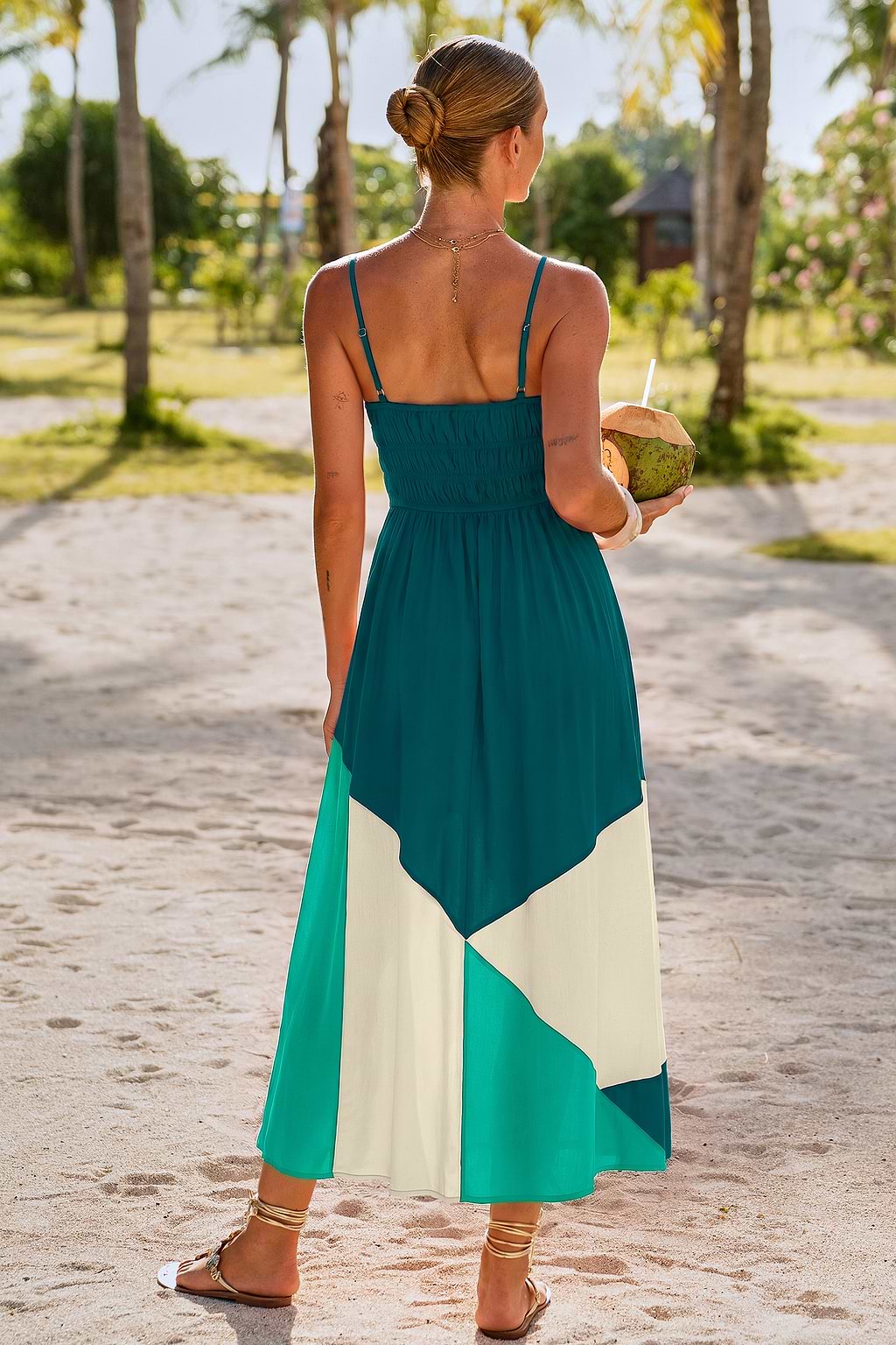 Sunny Honey Colorblock Maxi Jurk
