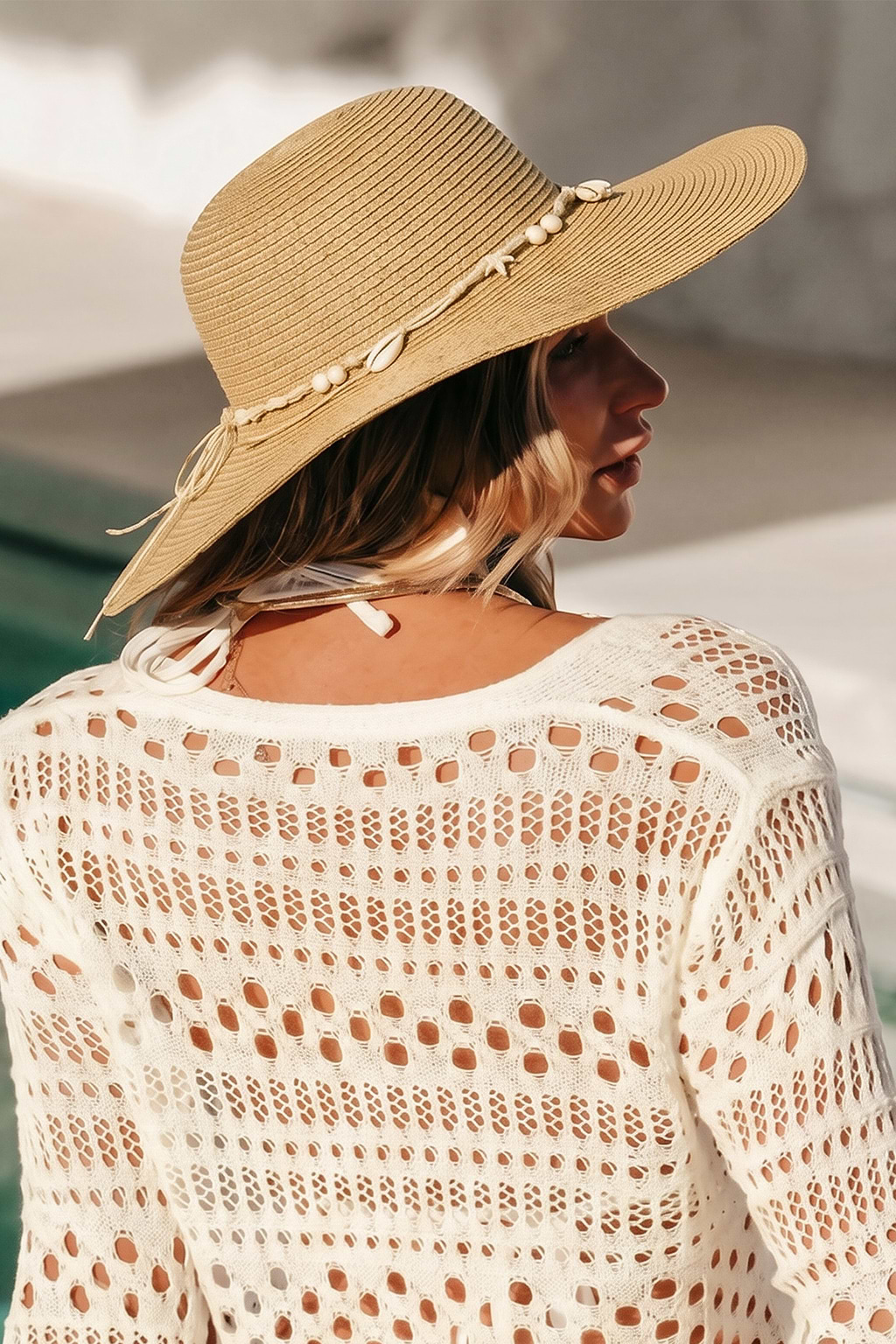 Seashell Chain Straw Hat