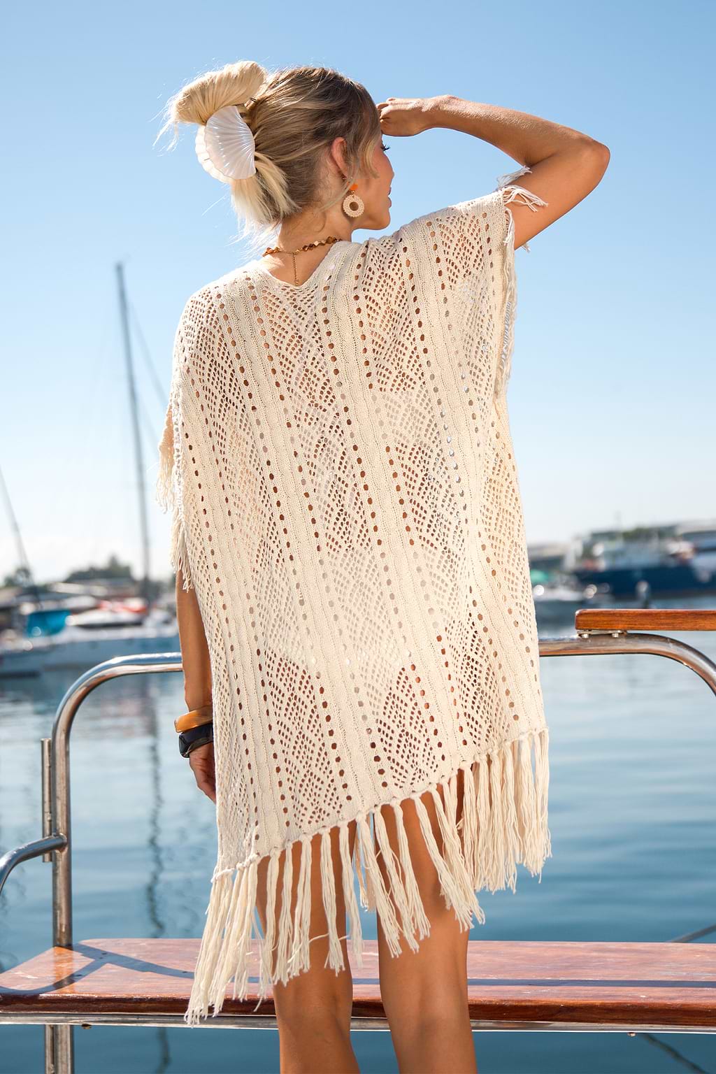 Minivestido beige estilo boho