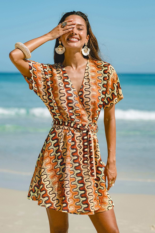 abstract dress mini Women's Chocolate Abstract Print Chiffon Halter Neck Mini Shift Dress