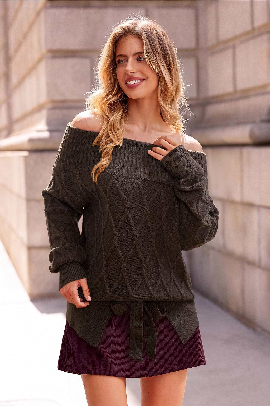 She's Serving Brown Sweater