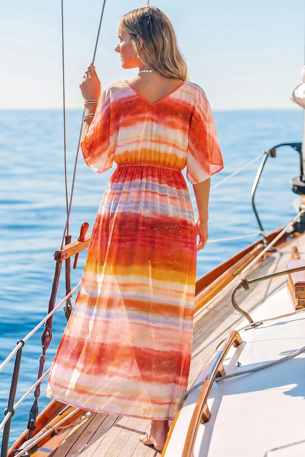 Smell of Rain Striped Cover-Up Maxi Dress