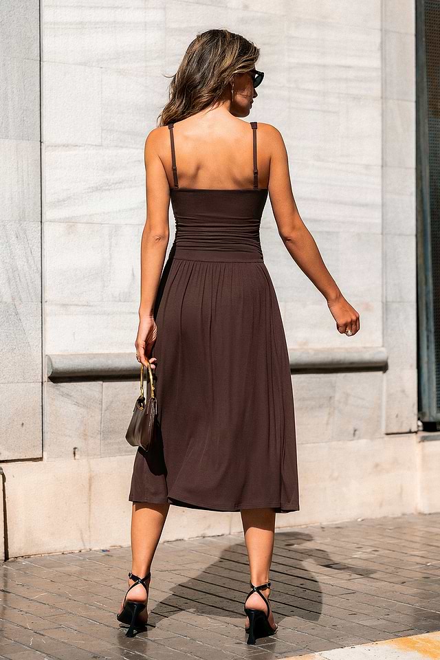 Family Vacation Resort Wear Beach Vacation Outfit Cupshe Body Language Brown Mini Dress-Brown, L