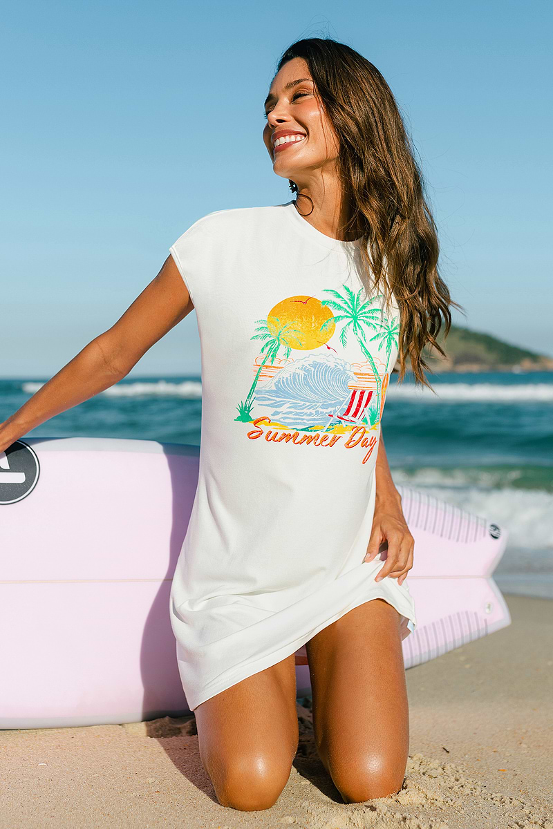 Pacific Breeze Graphic Print Mini Dress