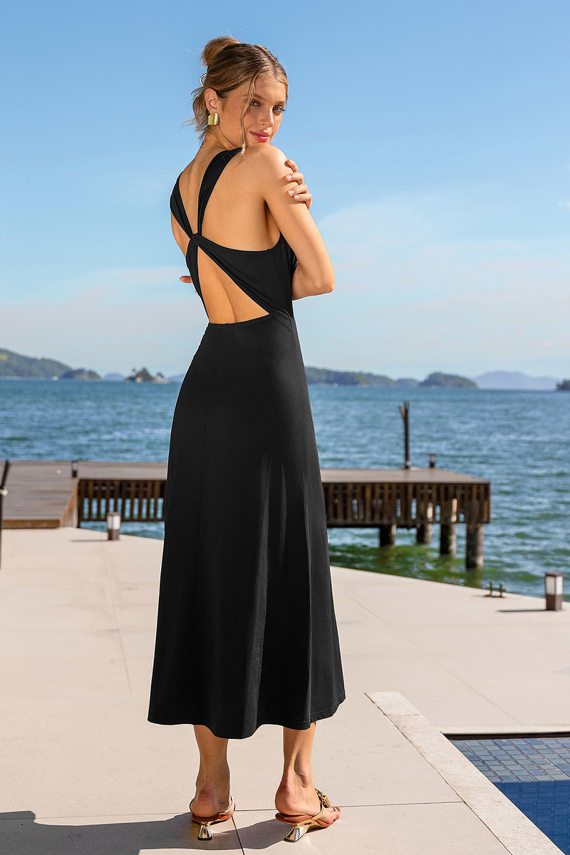 Runway Black Midi Dress