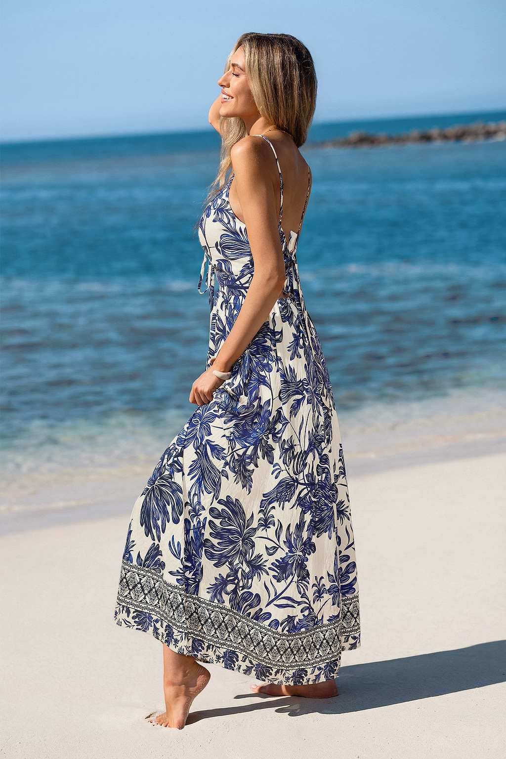 Vestido largo tropical poco común