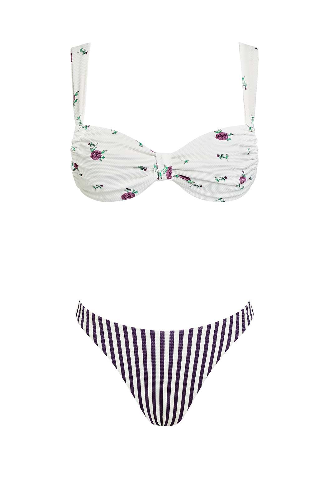 Mid-Waist Breite Träger Wendebikini-Set ohne Cups