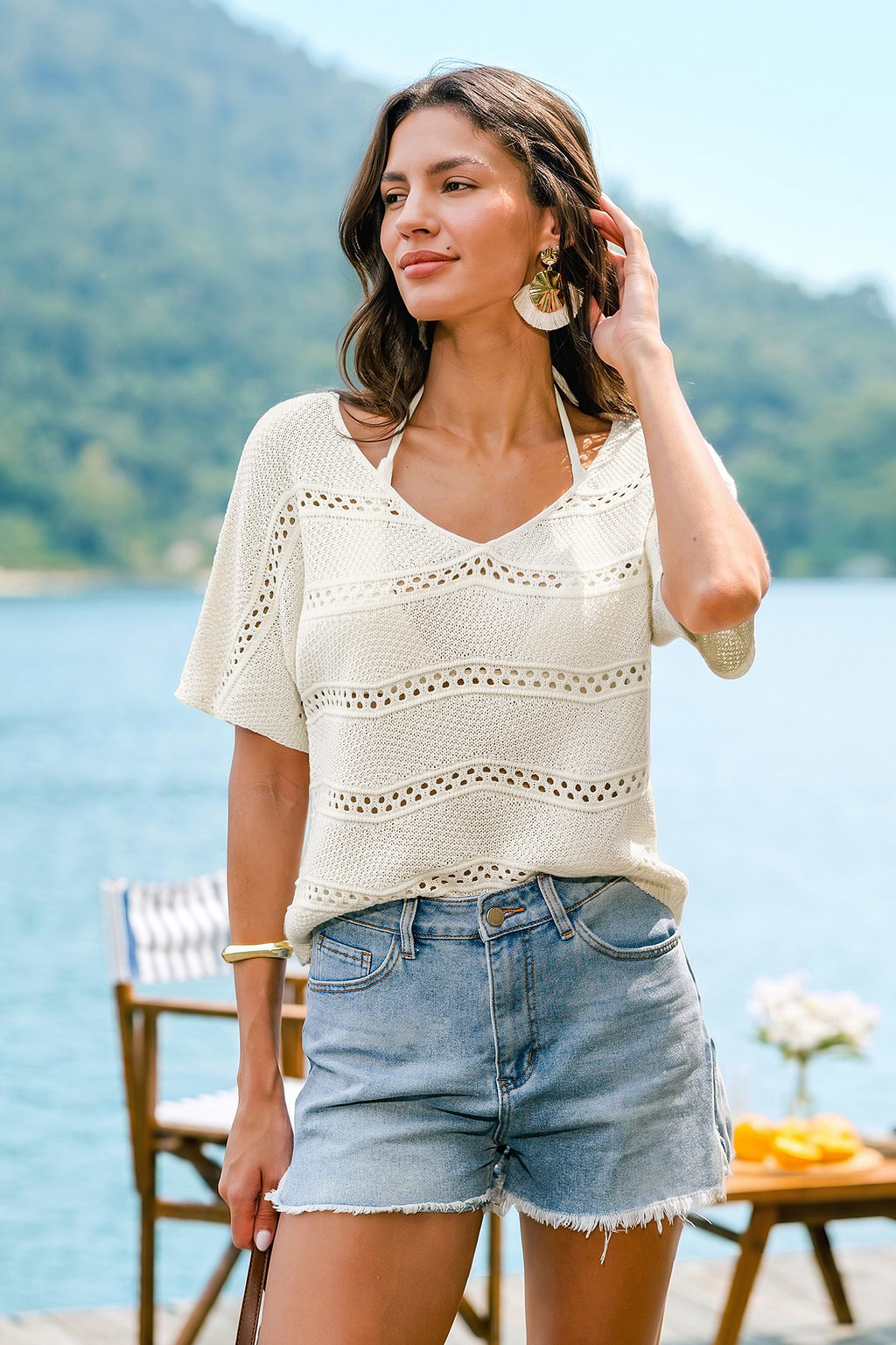 Calm Day Beige Cover-Up Top