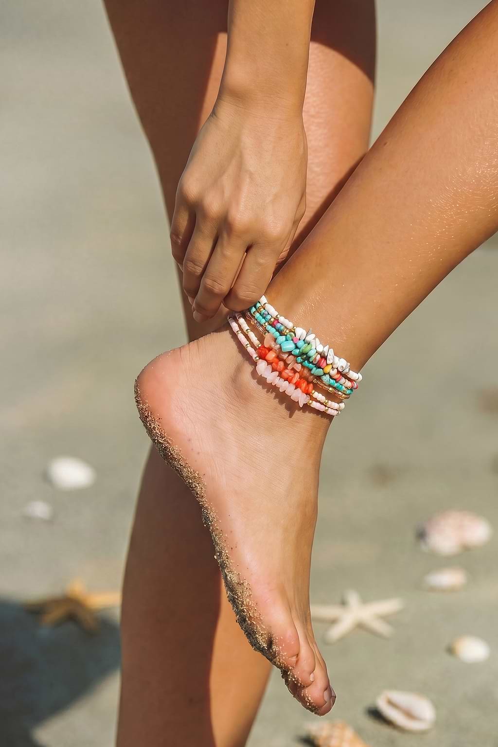Tidal Rush Beaded Anklet Set