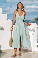 Vestido midi verde de entrada principal