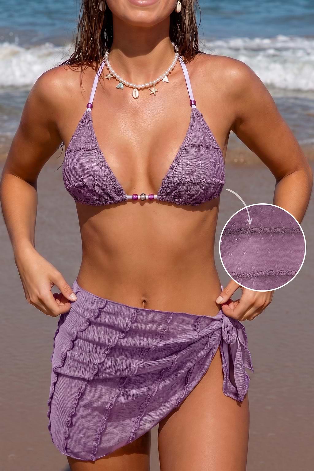 Bikini a 3 pezzi viola Amethyst Cove