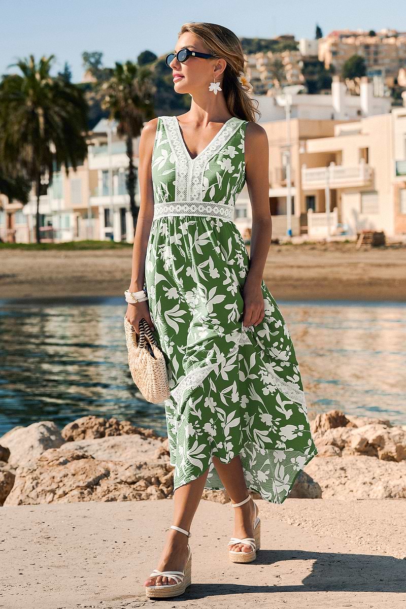 Brunch Bound Tropical Maxi Dress