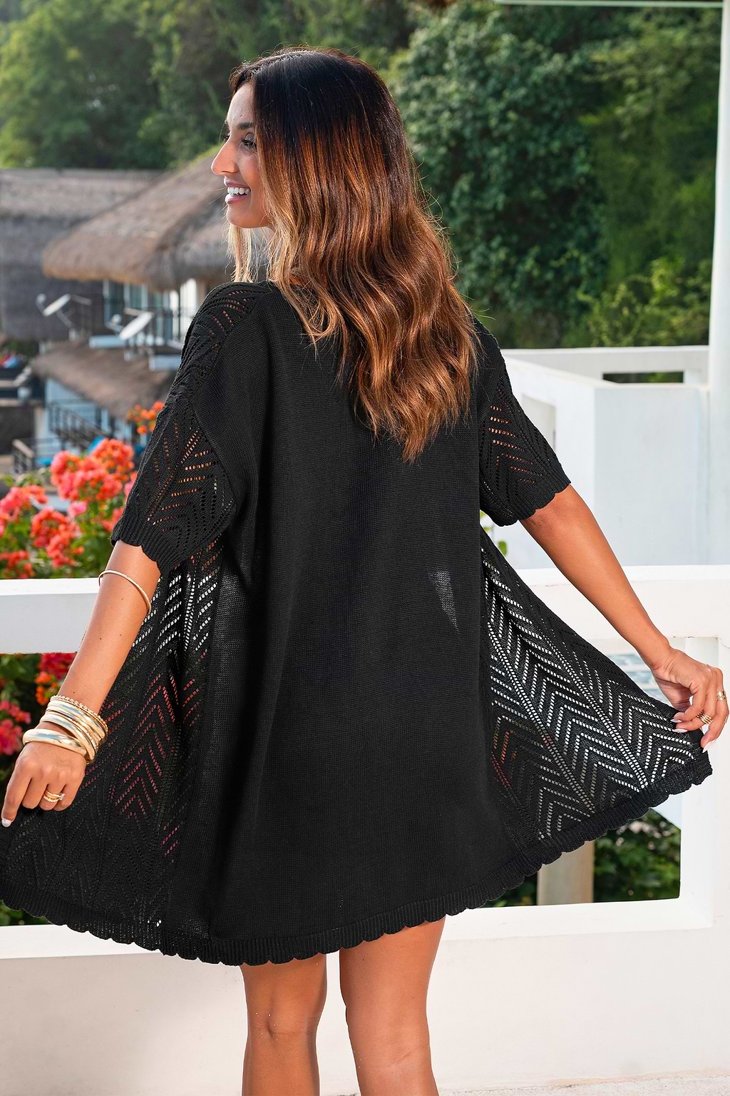 Island Breeze Black Cover-Up Kimono