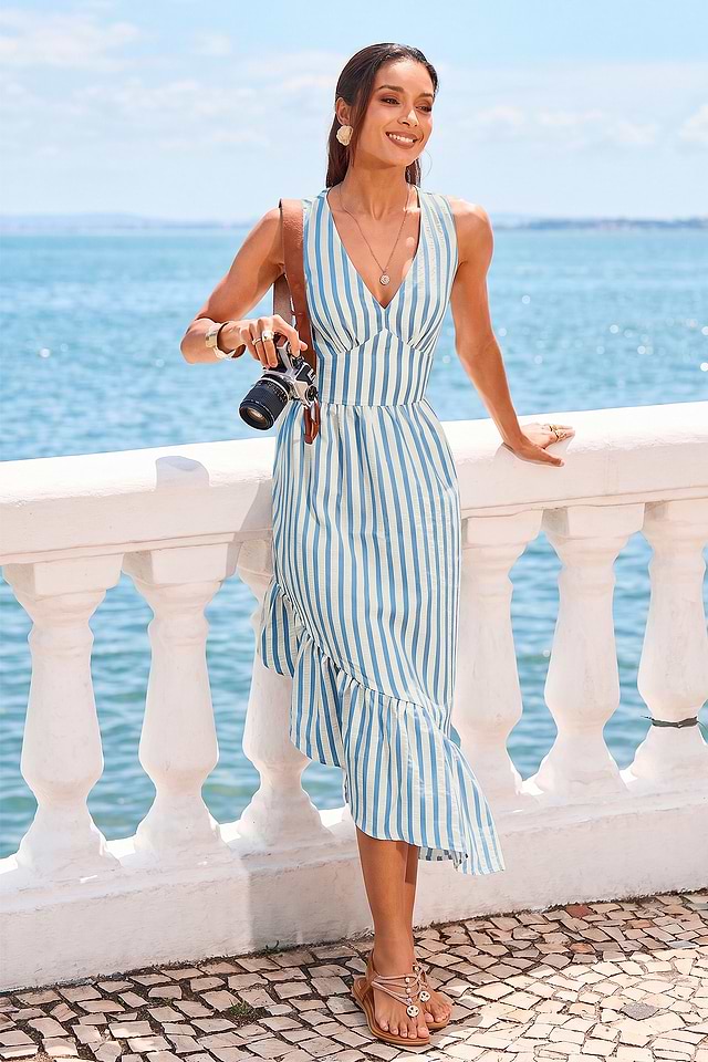 asymmetric striped dress MISSGUIDED Women's Asymmetric Off-Shoulder Striped Mini Dress With Ruched Bardot Neckline For Summer Date Night,S