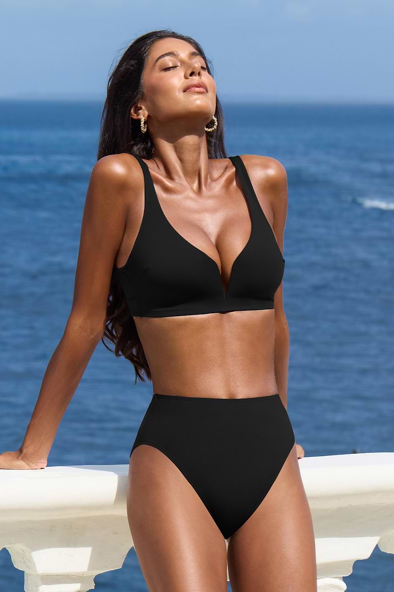 Airy Palms Black Bikini Set
