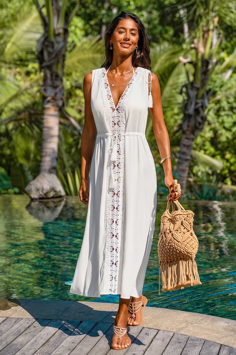 So Busy White Cover-Up Maxi Dress