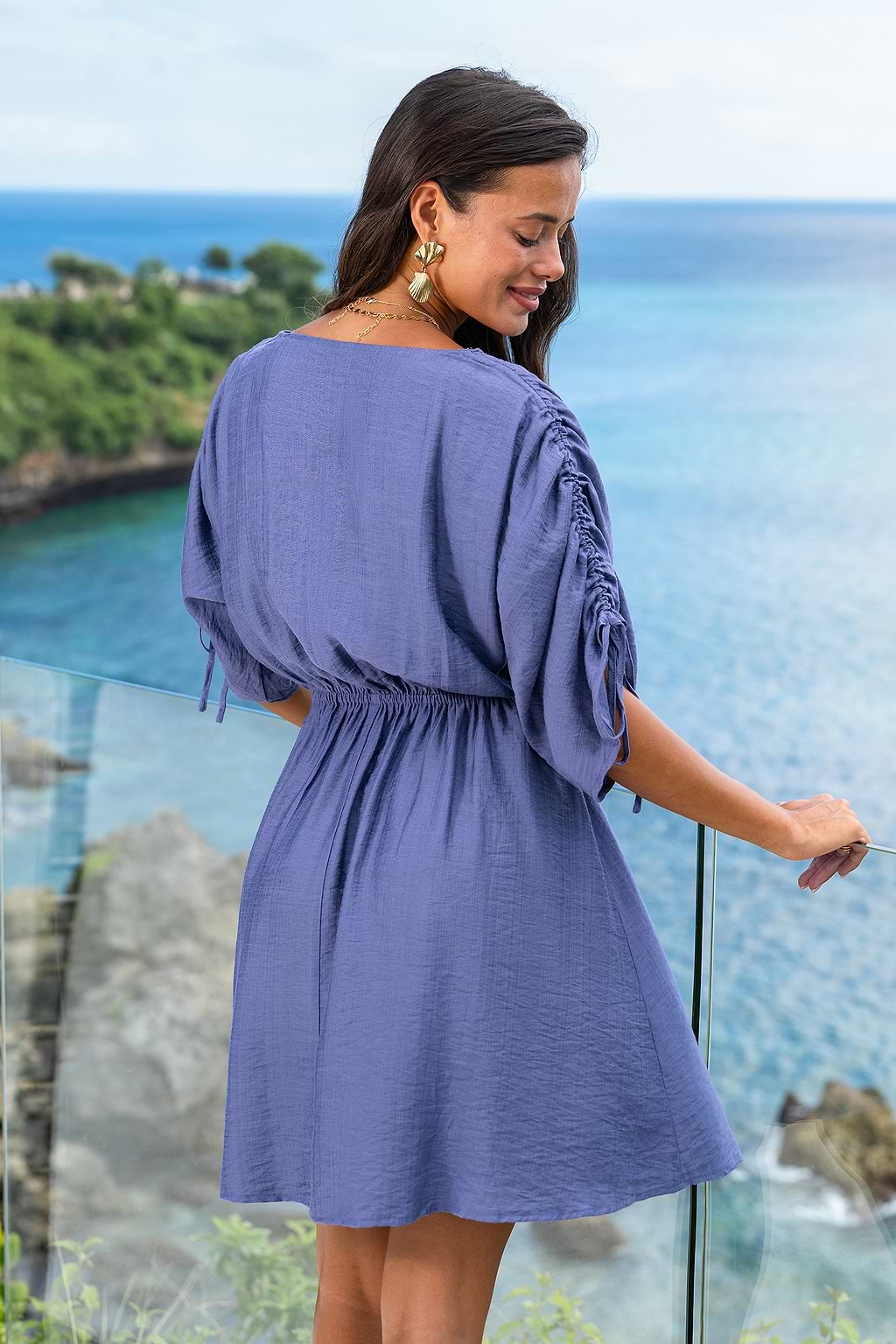 On the Record Blue Cover-Up Mini Dress