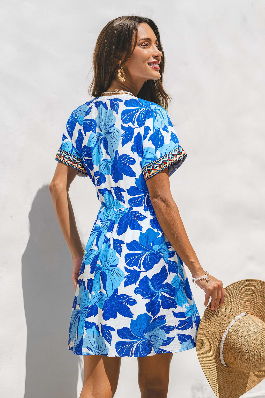 Robe de plage courte bleue