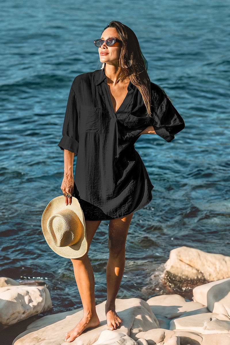 Inner Glow Zwarte Cover-Up Mini Jurk