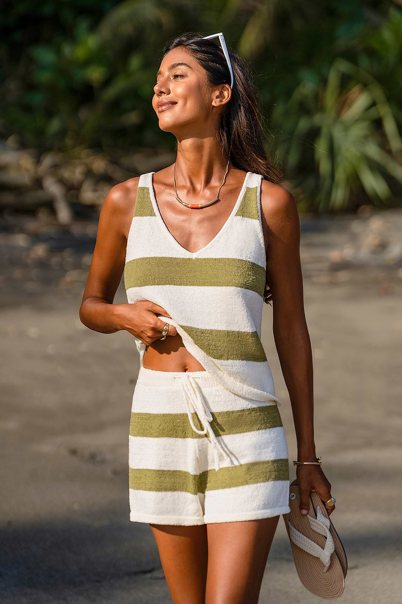 Vacationer Striped Cover-Up Shorts