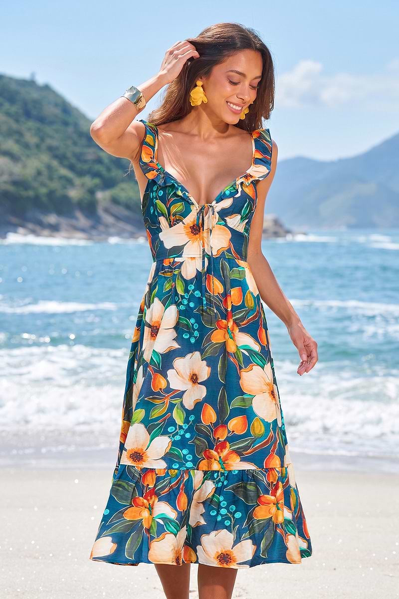 Abito midi floreale Wild Romance
