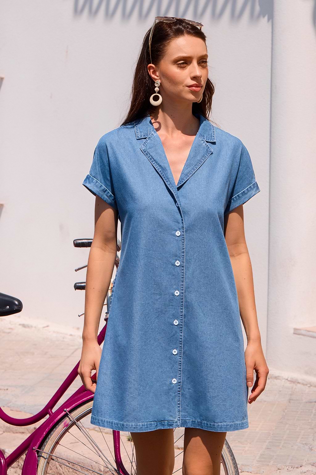 Retro Picnic Blue Mini Dress