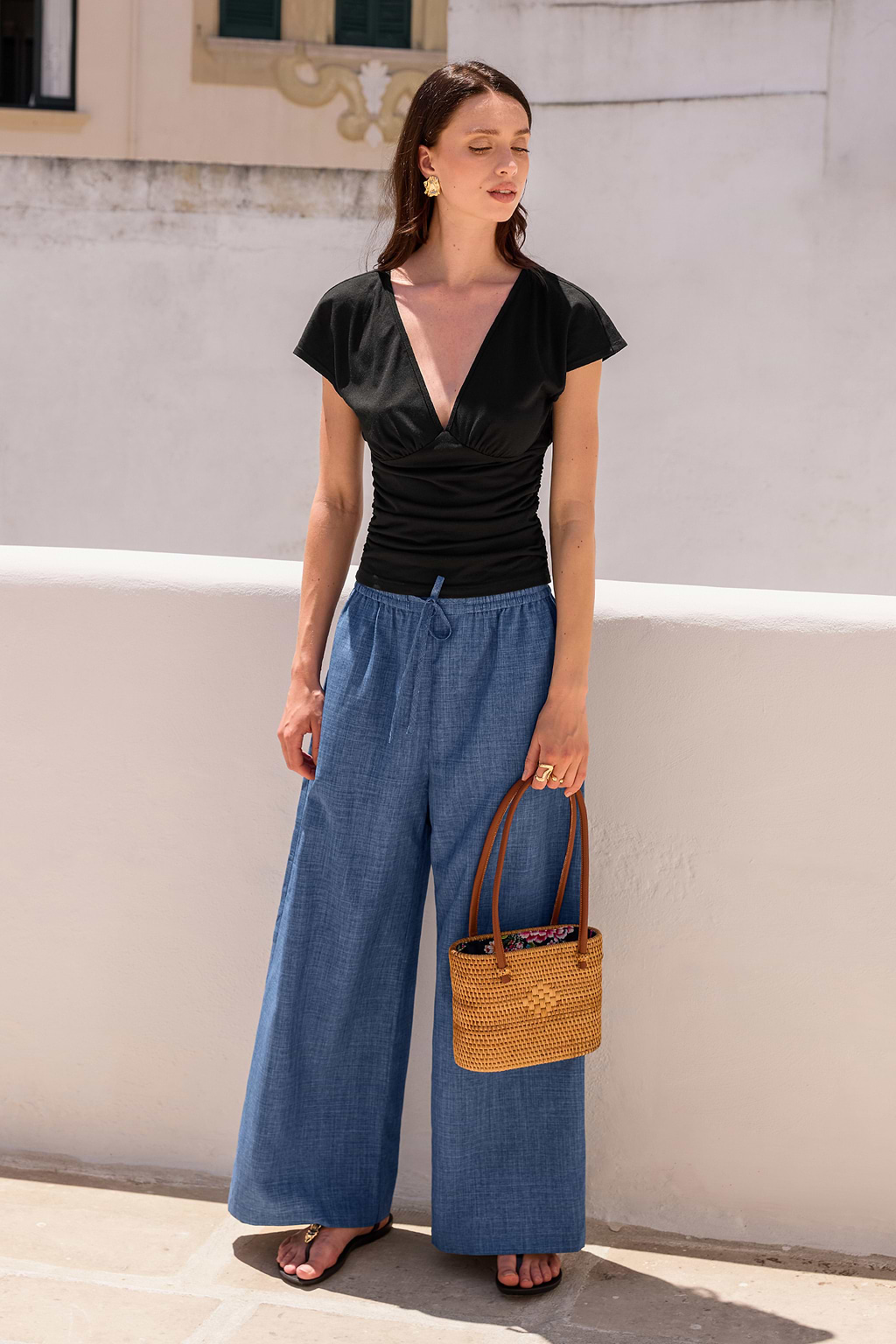 Overdreven blauwe broek