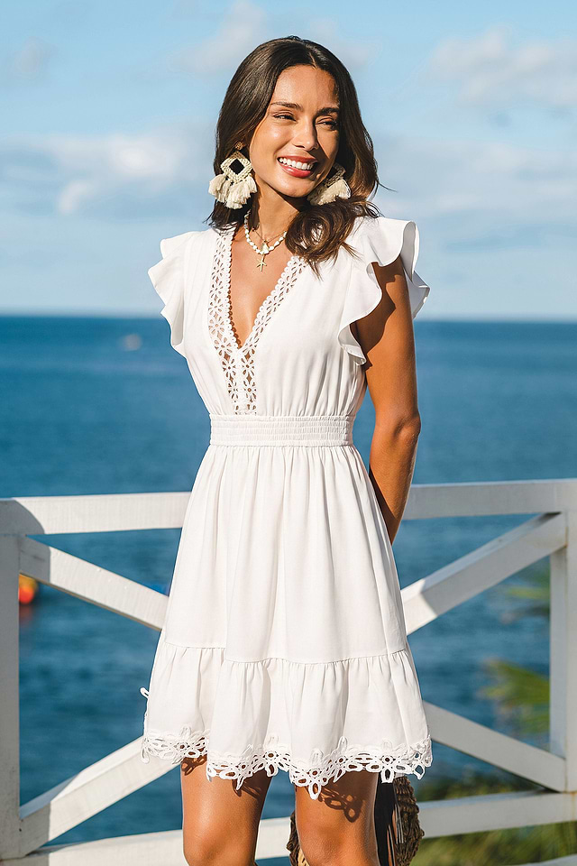 white beach club dress Cupshe Heatwave Club White Mini Dress - White