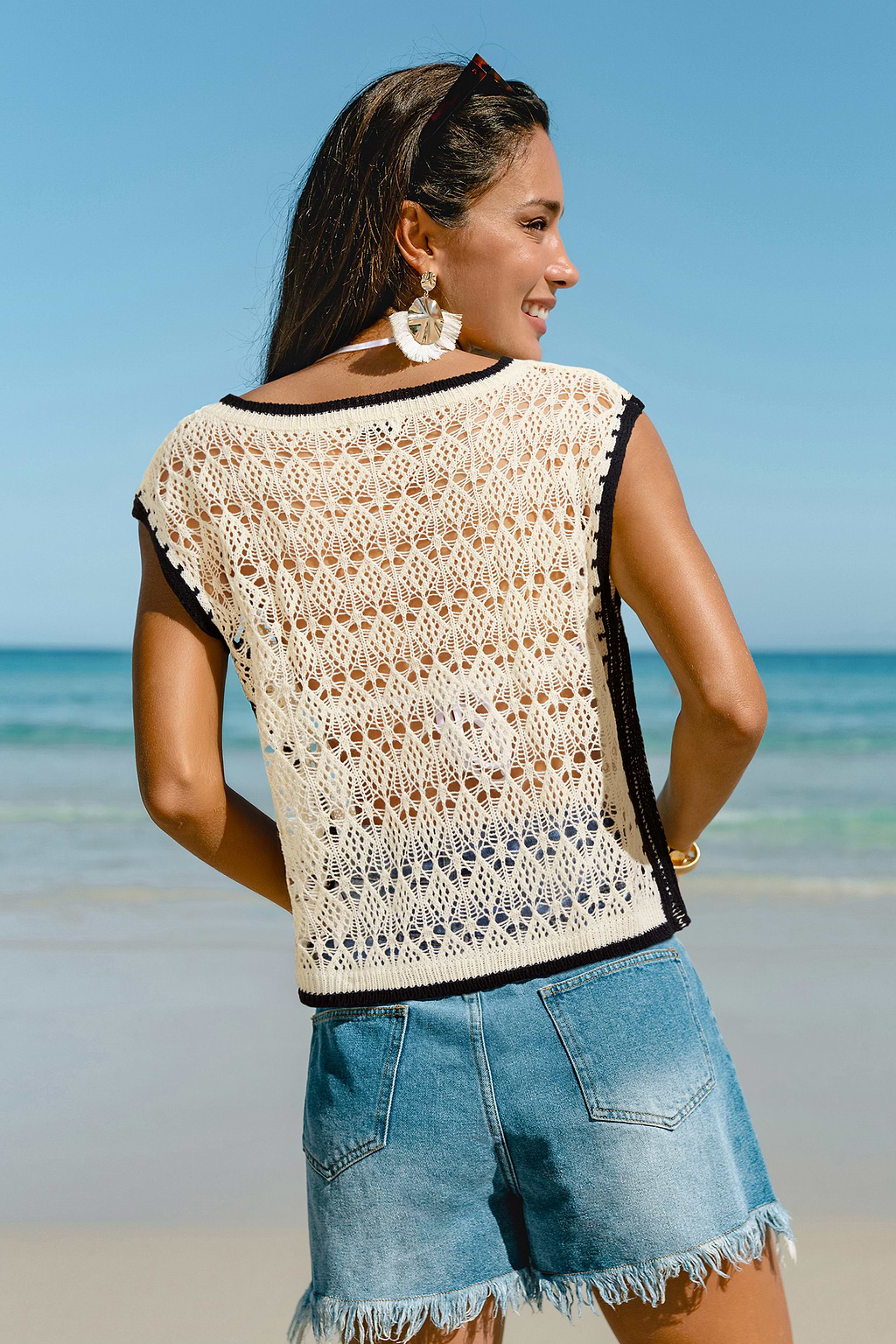Top copricostume beige 