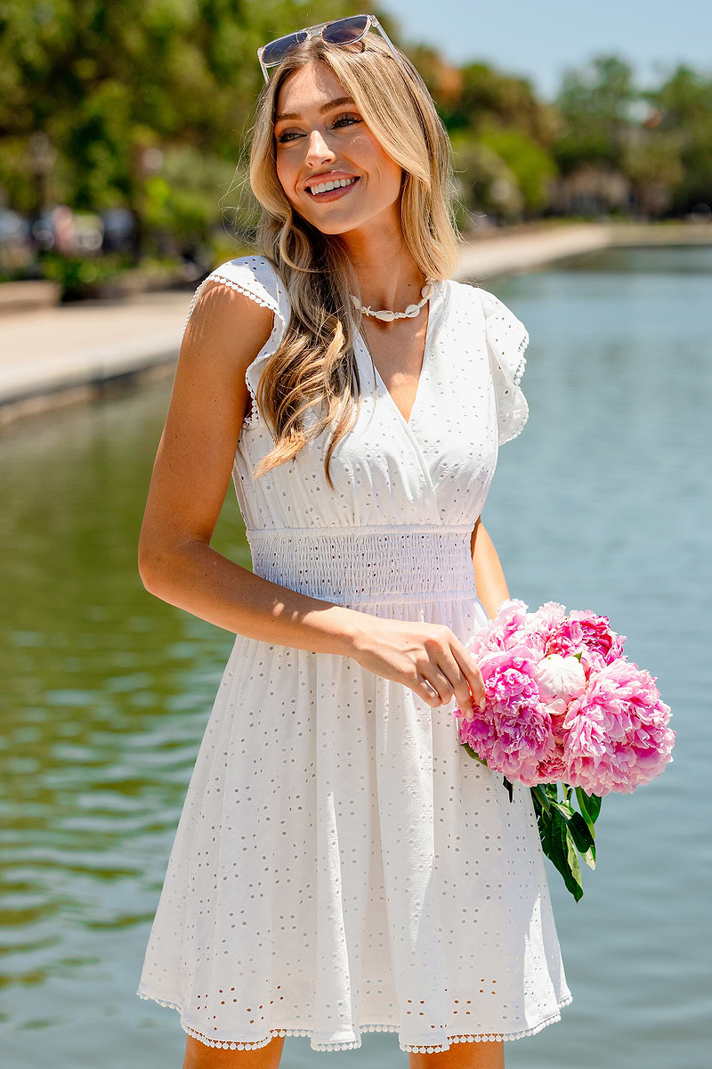 Binge Worthy White Mini Dress