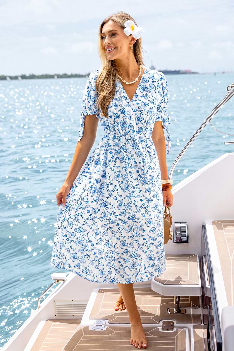 Vestido largo floral de lanzamiento suave