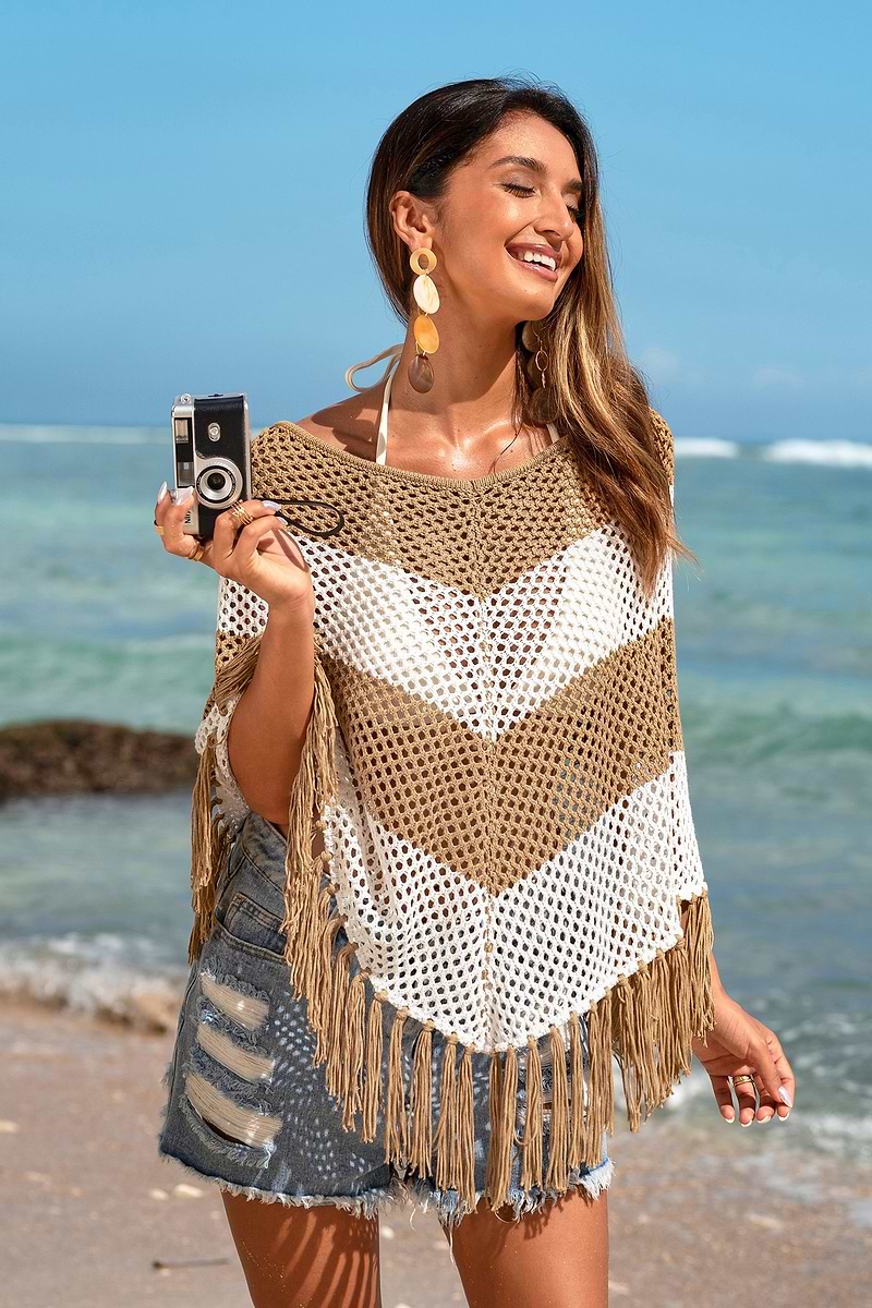 All Day Long Striped Cover-Up Poncho