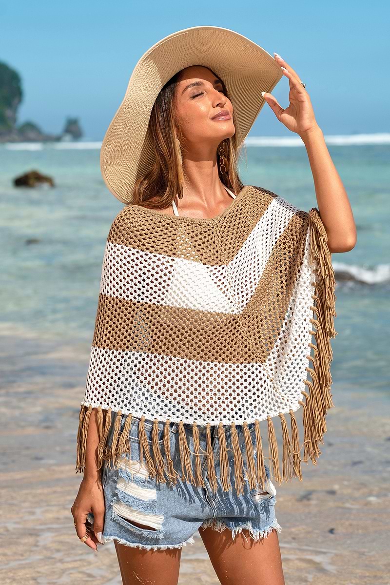 All Day Long Striped Cover-Up Poncho