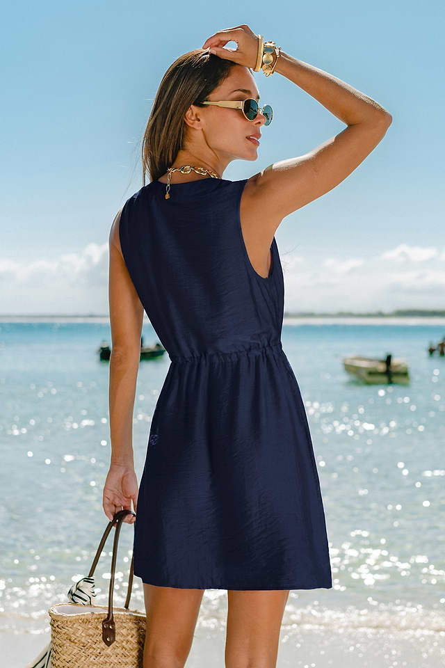 horizon blue dresses Cinzia Dress in Blue Horizon Print 46 / Blue