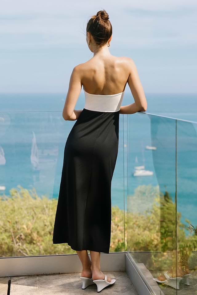 south of france maxi dress blue South of France Colorblock Maxi Dress