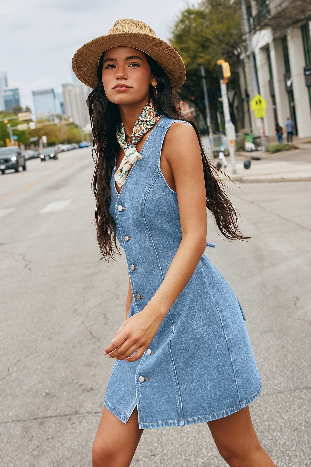Western Nights Blue Mini Dress