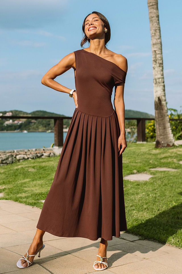 brown one piece dress In the Spotlight Brown Maxi Dress