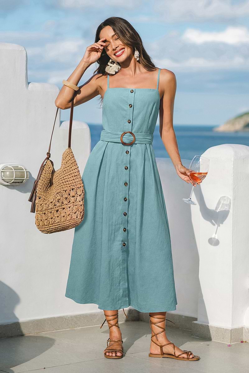 Going Off Script Blue Midi Dress
