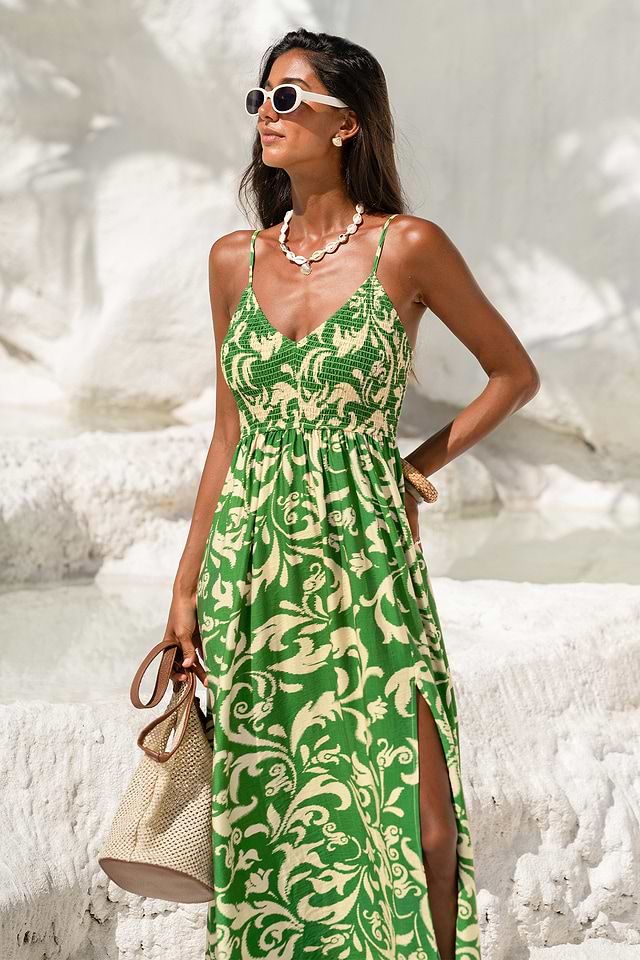 olive green dress maxi Warm Cotton Waffle Fit and Flare 32