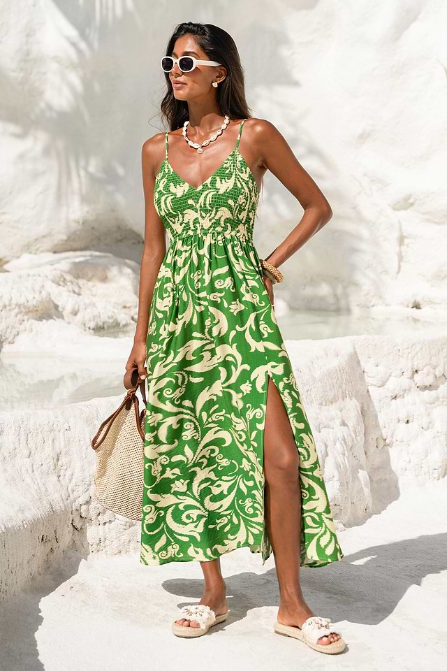 bright green cup detail strappy tiered maxi dress Women's Dresses | Mini, Midi & Maxi