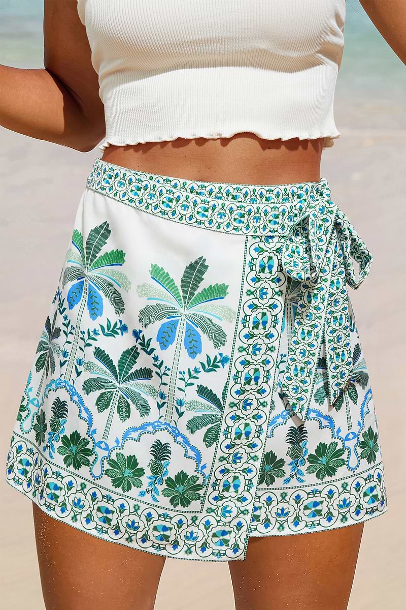 Jupe courte tropicale doublée portefeuille